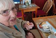 Lilian at a tea room in Pevensey