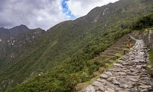 The trail down from the Sun Gate to Machu Picchu